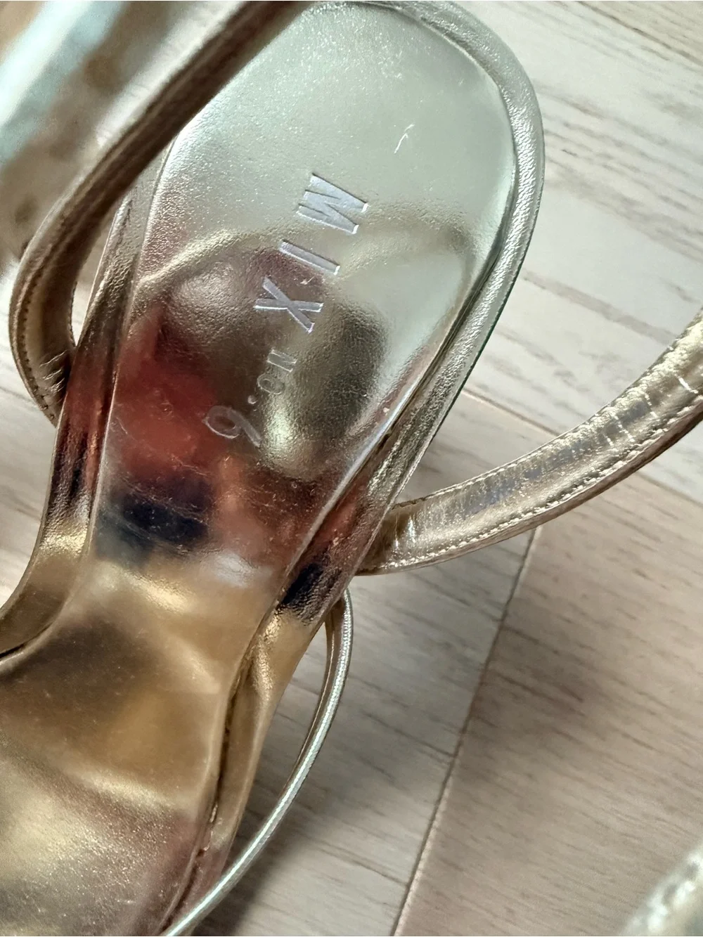 Mix No. 6 Harllow Metallic Gold Strappy Ankle‑Strap Sandals